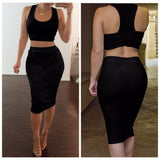 2016 Spring Summer Casual Vestidos 2 Piece Sets Women's Slim Midi Bodycon Tunic Sexy Club Outfit Party Elegant Bandage Dresses