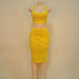 2016 Spring Summer Casual Vestidos 2 Piece Sets Women's Slim Midi Bodycon Tunic Sexy Club Outfit Party Elegant Bandage Dresses