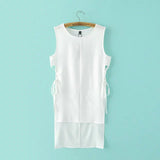 European style Length of front and rear waist Split ends Bandage dress 2016 new women sexy sleevelsee O-neck fashion dress