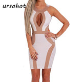 European Celebrity Patchwork Bandage Dress 2016 One Piece Sunshine Outfit Slim Mini Vestidos Sexy Party Bodycon Women Dresses