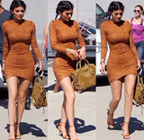 Vestidos 2016 Sexy Club Winter Women Clothing Party Dresses Long Sleeve Autumn Suede Bodycon Bandage Dress Plus Size Robe