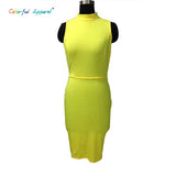 Colorful Apparel 2015 Women Summer Dress Sleeveless Sexy Bandage Dress Red Turtleneck Party Dress Casual Pencil Dresses  CA69A
