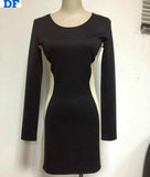 Vestidos 2016 New Women Bandage Dress Long Sleeve O-Neck Patchwork Slim Sexy Mini Dresses Party Wedding Elegant Dress For OL