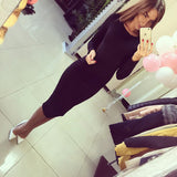 2016 Autumn Womens Casual Pencil Bodycon Bandage Dress Long Sleeve Scoop Collar Office Work Sheath Midi Dress Vestidos GV106