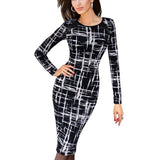 2016 Summer Fashion Women's O-Neck Long Sleeve Bandage Bodycon Evening Party Tube Dress T9