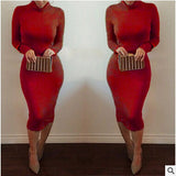 2016 New Arrivals Winter Long Sleeve V Neck Sexy Club Dress Midi Pencil Bodycon Bandage Party Dresses Plus Size Women Clothing