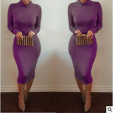 2016 New Arrivals Winter Long Sleeve V Neck Sexy Club Dress Midi Pencil Bodycon Bandage Party Dresses Plus Size Women Clothing