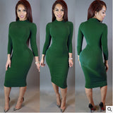 2016 New Arrivals Winter Long Sleeve V Neck Sexy Club Dress Midi Pencil Bodycon Bandage Party Dresses Plus Size Women Clothing