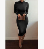 2016 New Arrivals Winter Long Sleeve V Neck Sexy Club Dress Midi Pencil Bodycon Bandage Party Dresses Plus Size Women Clothing