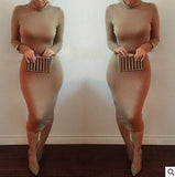 2016 New Arrivals Winter Long Sleeve V Neck Sexy Club Dress Midi Pencil Bodycon Bandage Party Dresses Plus Size Women Clothing