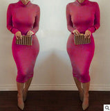 2016 New Arrivals Winter Long Sleeve V Neck Sexy Club Dress Midi Pencil Bodycon Bandage Party Dresses Plus Size Women Clothing