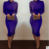 2016 New Arrivals Winter Long Sleeve V Neck Sexy Club Dress Midi Pencil Bodycon Bandage Party Dresses Plus Size Women Clothing