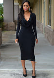 2016 Women winter dress black sexy  Party Dress Sexy Deep V Neck night club dress long sleeve Bandage bodycon dresses J5010