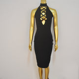 2016 New Arrival Women Halter Hollow Out Dress Sleeveless Sexy Bodycon Mini Vestidos Bodycon Bandage Club Wear Sexy Robe