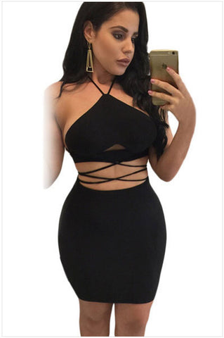 4 Colors Brand New Halter Dress Robe Bustier Courte Black Bandage Bodycon Summer Dresses 2016 Robe Sexy Club Femme Vestidos