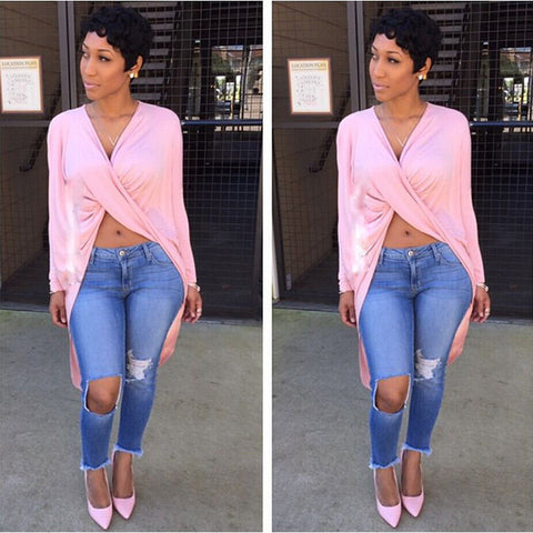 2016 New Listing Cheap Sexy Club Tshirt Long Sleeve Maxi Women Bandage Shirt Dress Deep V-neck Evening Party Dresses Promotions