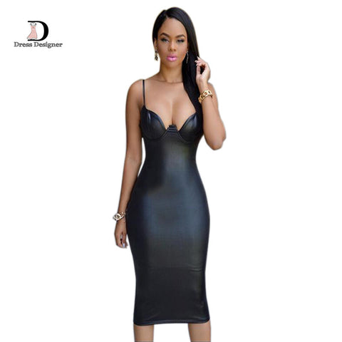 Strapless Sexy Club Black Women Dress 2016 New Arrival Bandage V-neck Sleeveless Slim Knee-Length Dresses