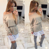 2016 Spring European Brand New Long Sleeve Fashion Casual Mini Vestidos Party Stretchy Bodycon Gowns Women Bandage Lace Dress