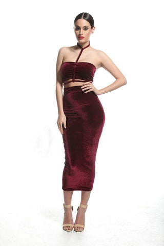 2015 Women Summer Strapless Two Piece Outfits Bandage Bodycon Celebrity Sexy Clubwear Split Maxi Club Dresses Sexy vestidos