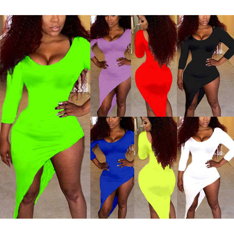 Plus Size Sexy Dress 2016 New Fashion Women Irregular Dress Long Sleeve Sexy Club Dresses Bandage Bodycon Party Dress Hot Sale