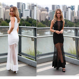 Night Club Dress for Women New Arrival Party Dress White Long Bandage Mesh Dress Celebrity